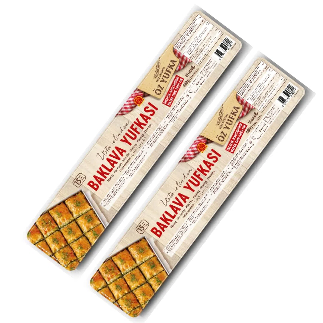 Öz Yufka Filo-Teigblätter für Baklava Teigblätter Täglich frischer Teig - Frisches Gebäck, Filoteig 480 Gramm, 2 Er