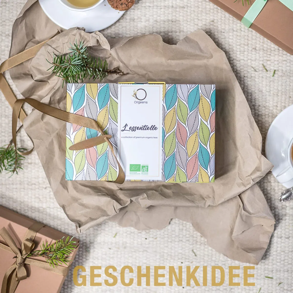 Bio Tee Geschenkset - Premium Tee Set, Natürliche Aromen, 6 Teesorten, 48 Teebeutel - Tee Geschenk Idee - Jasmintee, Minze Grüntee, Sencha Grüner Tee, Vanille Rooibos, Rosmarin Weißer Tee, Earl Grey