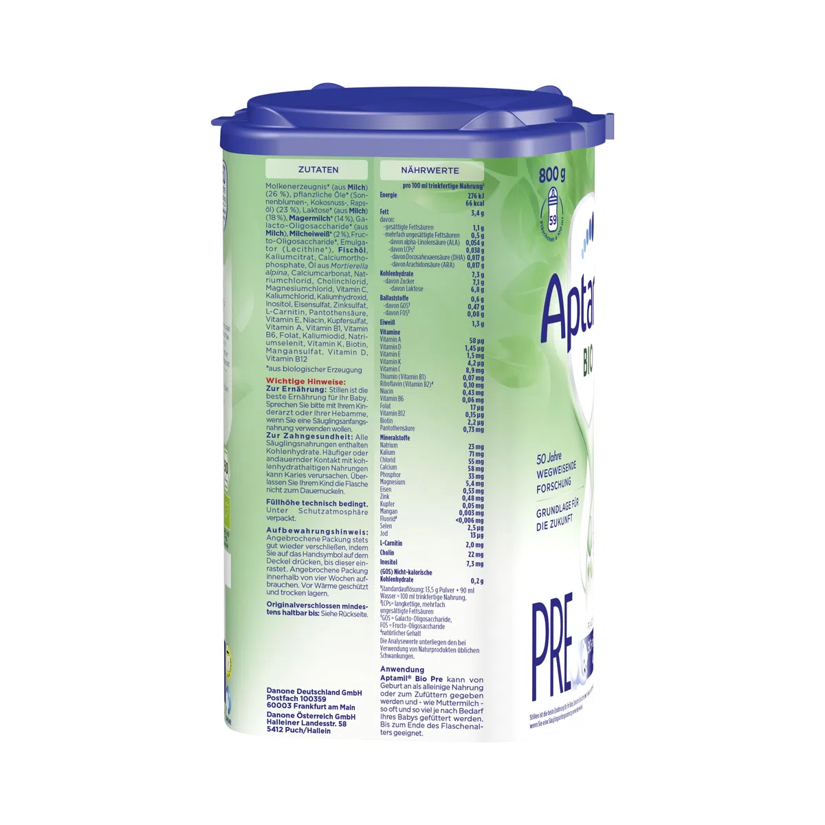Aptamil Bio Pre – Anfangsmilch von Geburt an – Pflanzliche Öle ohne Palmöl – 1 x 800 g