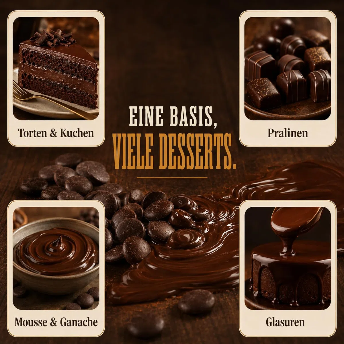 GiDeli Dunkle Schokoladenkuvertüre 70% Drops 500g im Eimer - Professionelle Zartbitterschokolade zum Temperieren - Kakao aus Ghana - Fließfähigkeit 45 - Ideal für Torten, Pralinen & Ganache