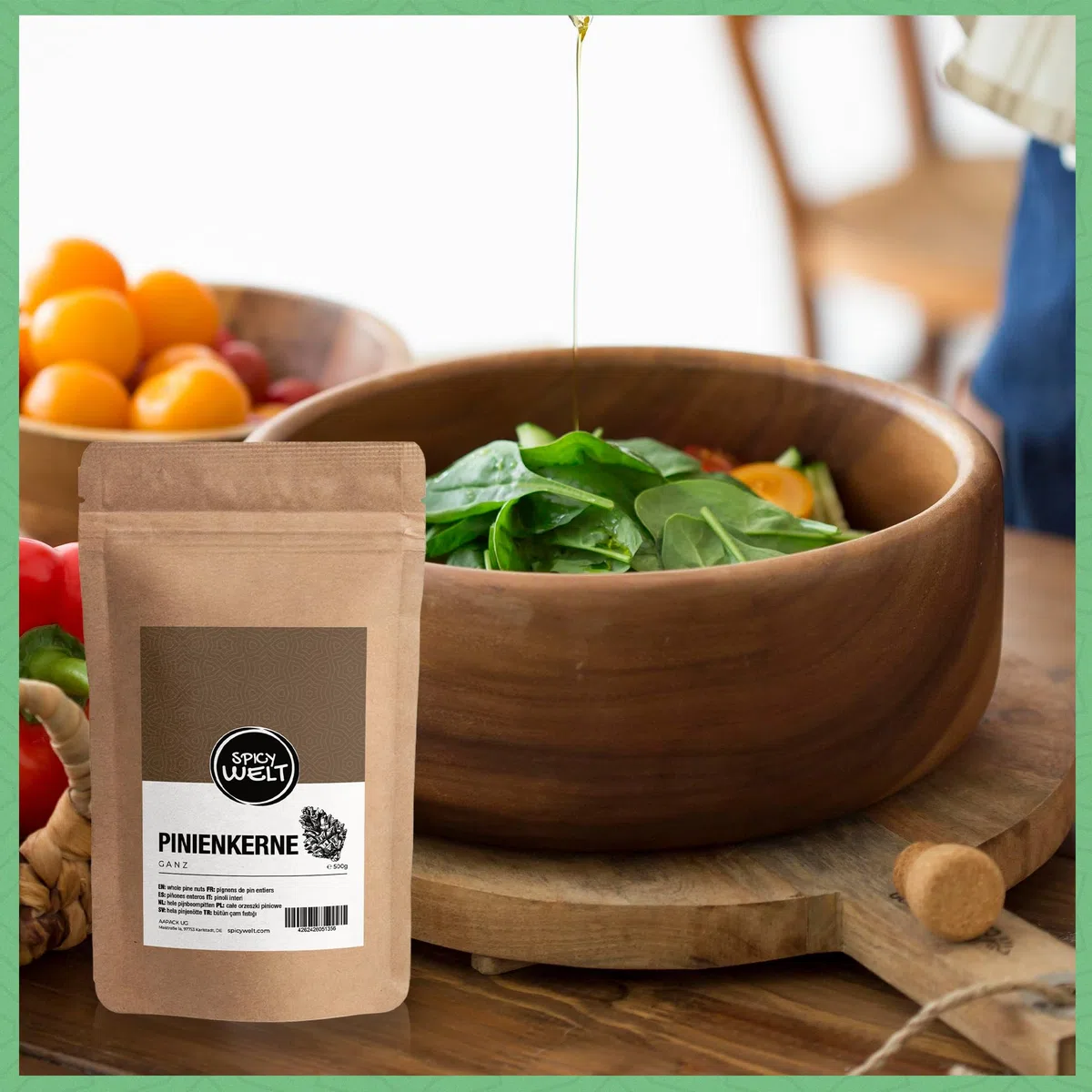 Spicy Welt Pinienkerne Ganz (250g) – Baby Pinienkerne für Pesto, Pasta, Salat, Backen und Mediterrane Küche | Ungesalzen, Nussig und Vielseitig | 100% Naturrein, Ohne Zusätze