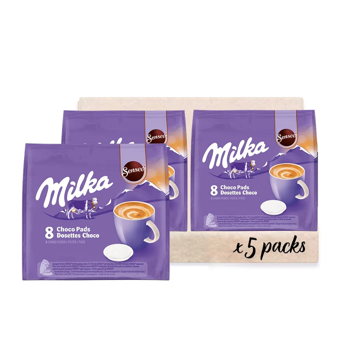 Senseo Milka Kakao Pads, 5 x 8 Getränke, 40 Kaffeepads