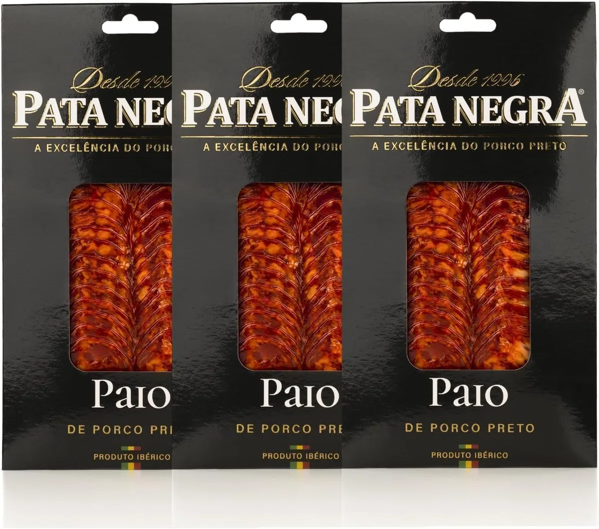 Chorizo, luftgetrocknet, in Scheiben geschnitten, Iberico-Schwarzschwein Pata Negra, 80 g – 3er-Pack – Gourmet-Wurstspezialität – Traditioneller Geschmack, vakuumverpackt