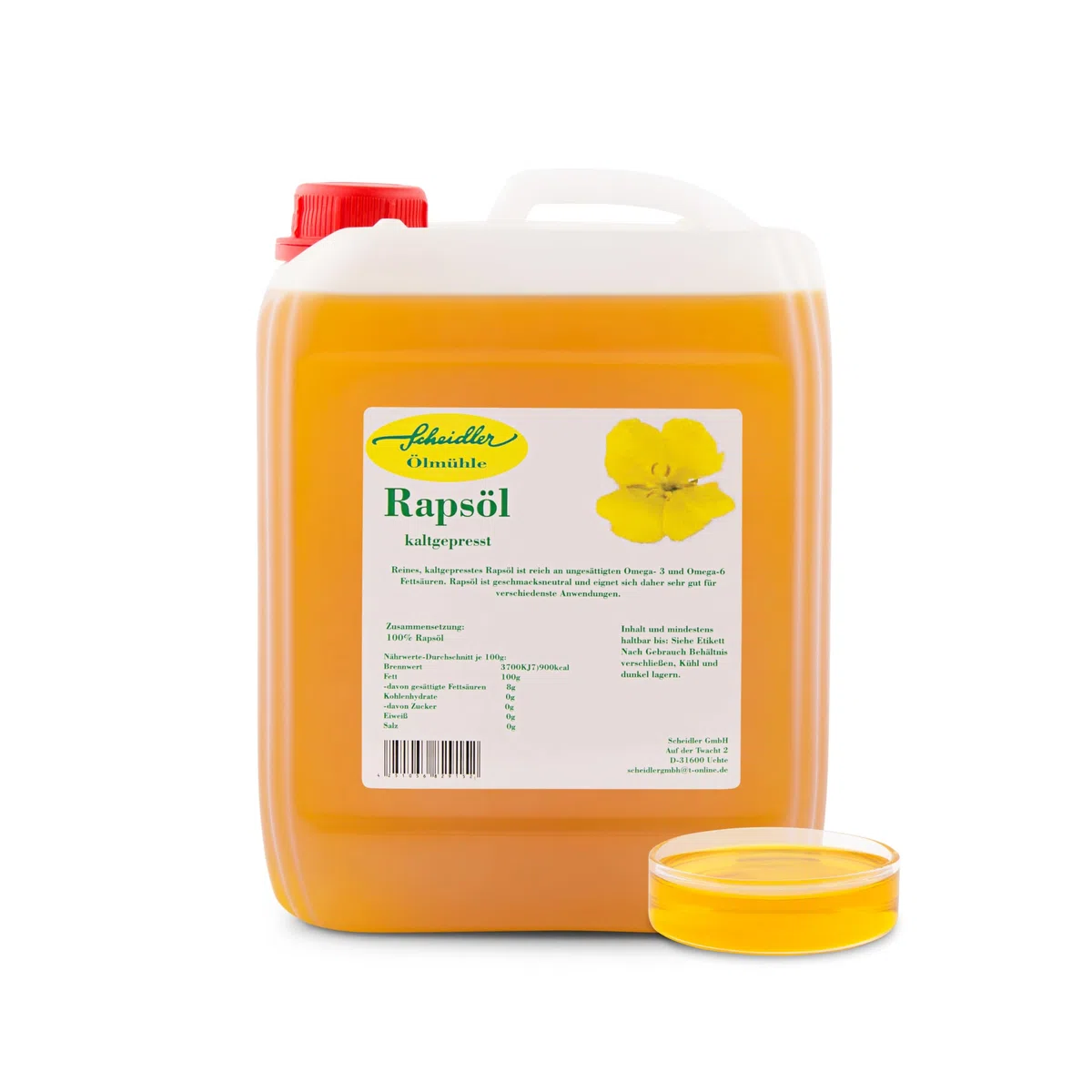 Scheidler horse-direkt Rapsöl 100% kaltgepresst, 5 Liter Kanister, reines Rapsöl, Pflanzenöl